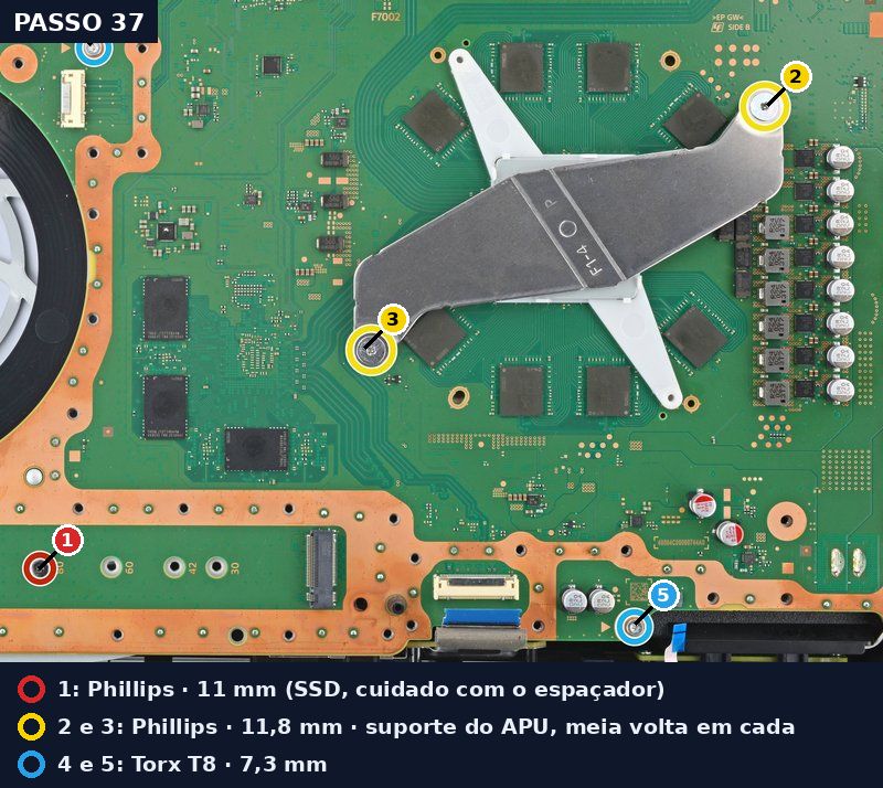 Passo 37: 5 parafusos da placa